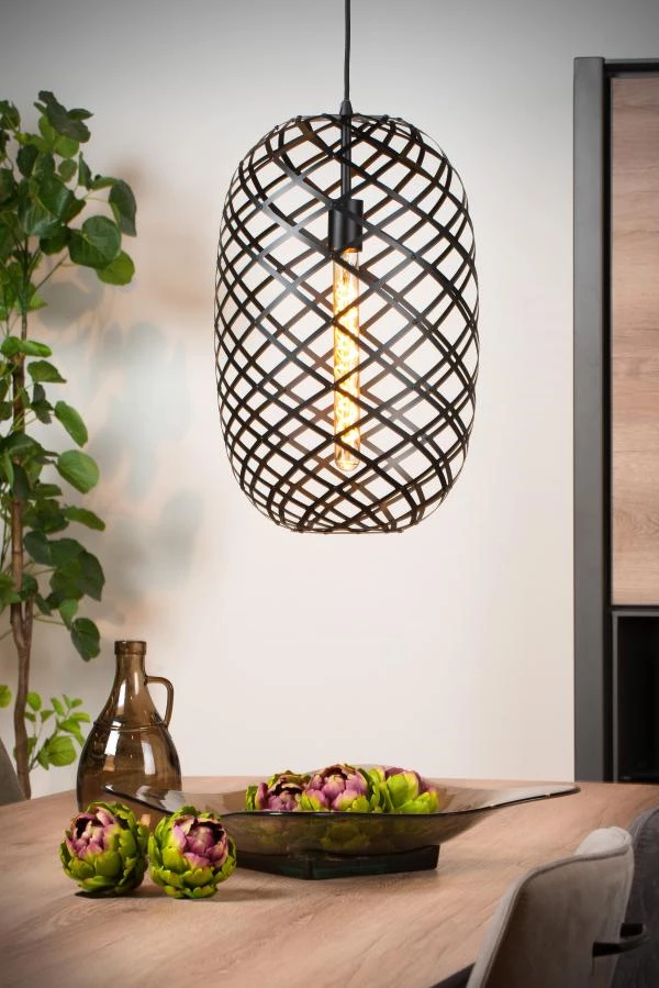 Lucide WOLFRAM - Suspension - Ø 32 cm - 1xE27 - Noir - ambiance 2